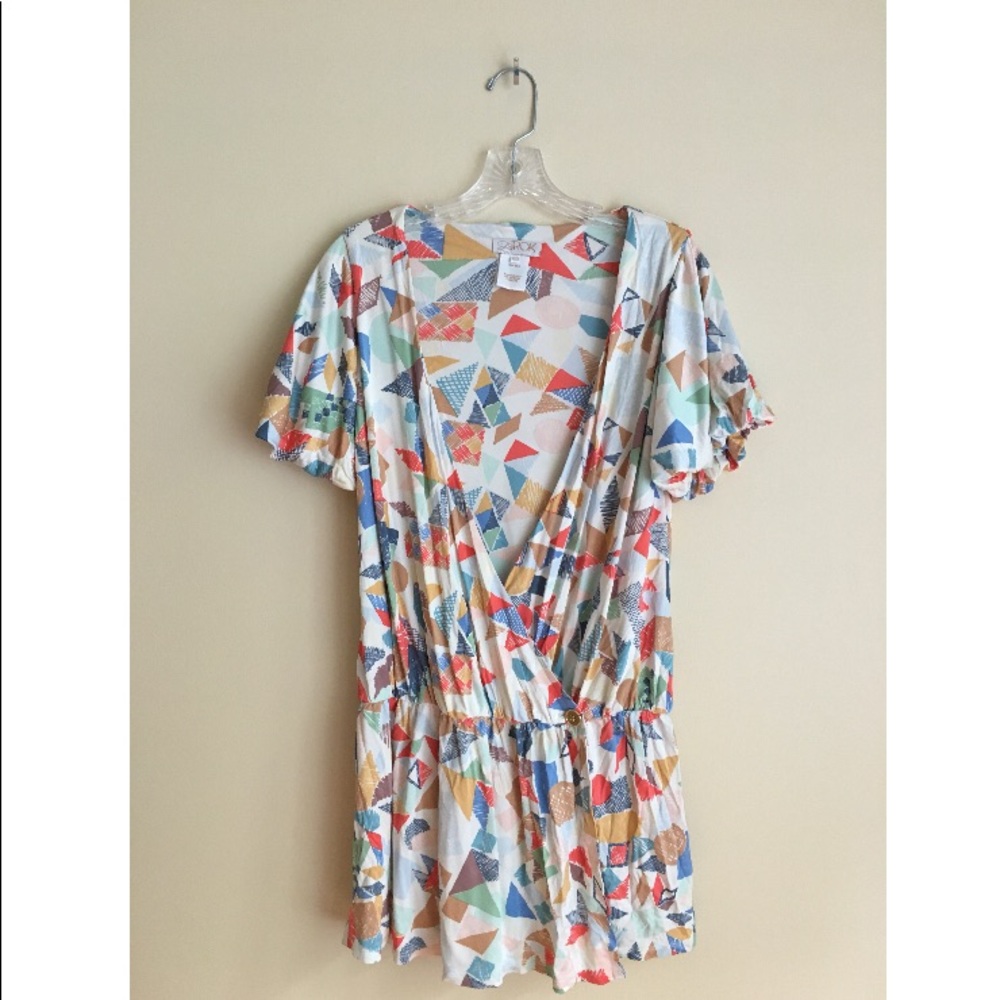 LaRok Orange Blue Yellow Printed Silk Dress XS/S